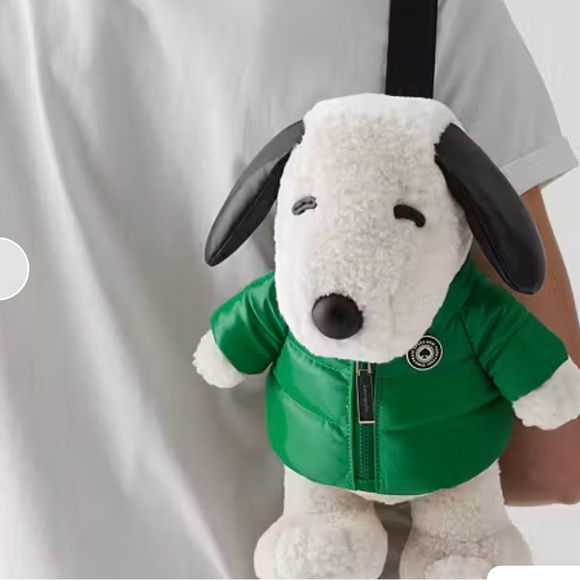 kate spade White Snoopy Plush in Green Puffer Jacket with Black Ears - Picture 2 of 6